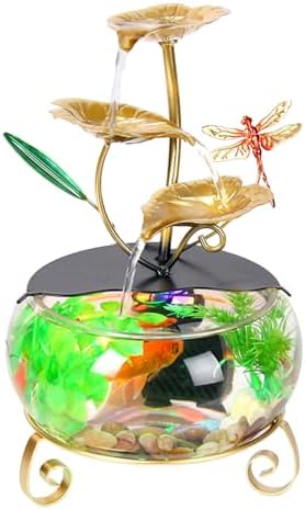 Elegant Indoor Tabletop Water Fountain with Lotus and Dragonfly Design