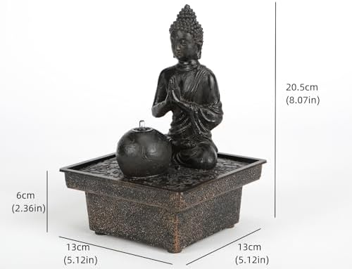 Seyee-bro Tabletop Water Fountain Buddha Statue Humidifier Decor