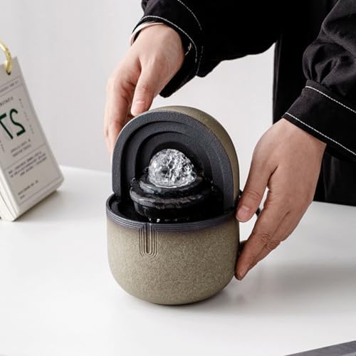 Ceramic Small Fountain with Water Wheel for Home Dcor