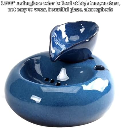 Blue Ceramic Mini Waterfall Fountain Pet Humidifier Desktop Ornament