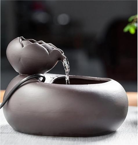 Pink Ceramic Tabletop Fountain with Water Pump for Home and Office