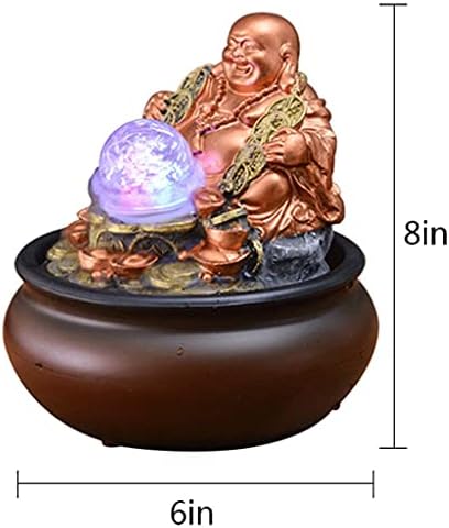 WLALLSS Indoor Tabletop Reclining Buddha Fountain with LED Light
