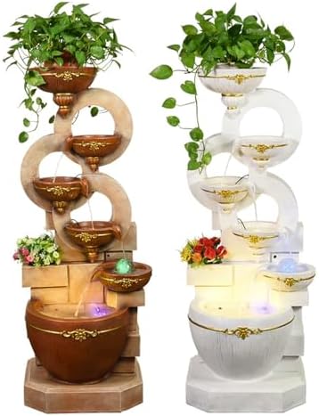 Outdoor Garden Water Fountain - 5118inch Decorative Resin Fountain for Home and Garden