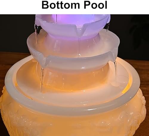 Resin Desk Water Fountain with LED Light and Rotating Crystal Ball