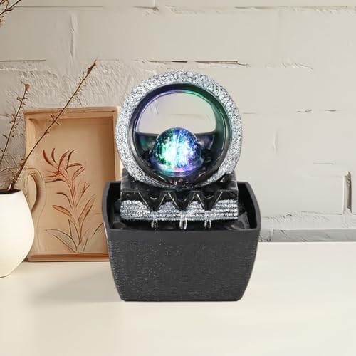 Hebafri Tabletop Water Fountain with LED Light