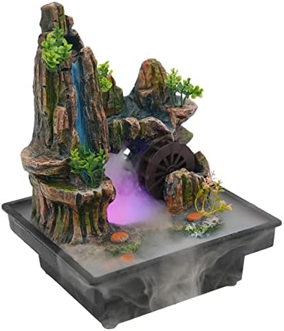 Tabletop Fountain with LED Lights and Rockery