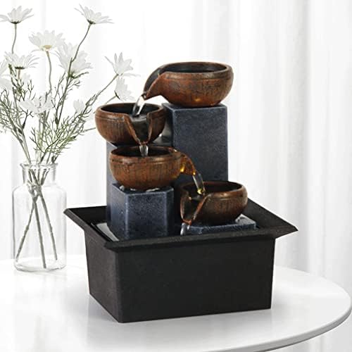 4 Level Tabletop Fountain with LED Lights and Stones