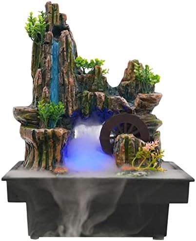 Tabletop Fountain with LED Lights and Rockery