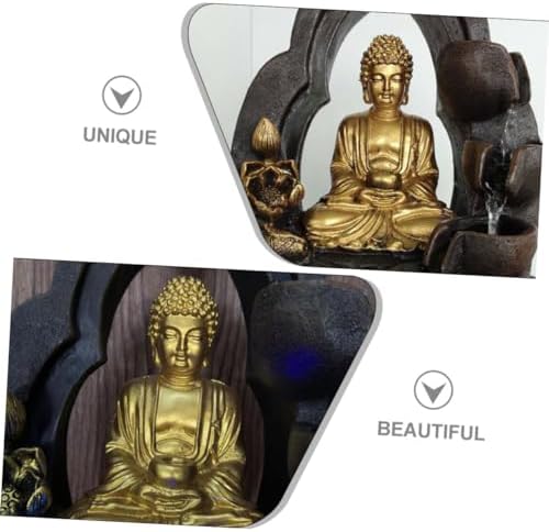 Ciieeo Resin Buddha Statue Waterfall Fountain for Home Office Decor
