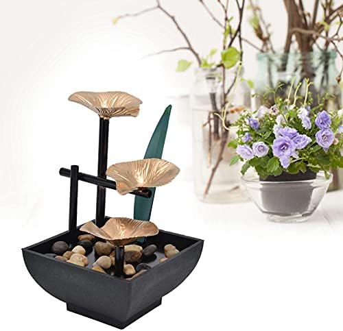 CHICIRIS Indoor Tabletop Fountain with 3-Tier Waterfall and Lighting Feature for Home Office Decor