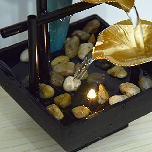 CHICIRIS Indoor Tabletop Fountain with 3-Tier Waterfall and Lighting Feature for Home Office Decor