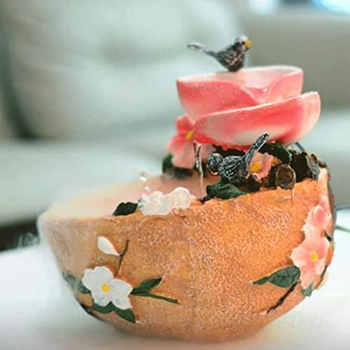 Pink Tabletop Fountain with Bird and Peach Design