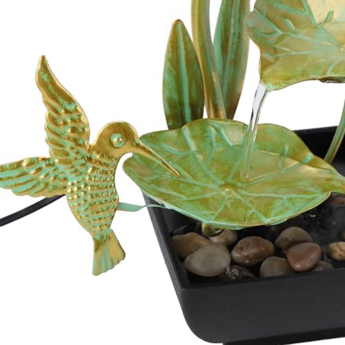 USB Lotus Leaves Water Fountain Iron Art Decor with LED Light