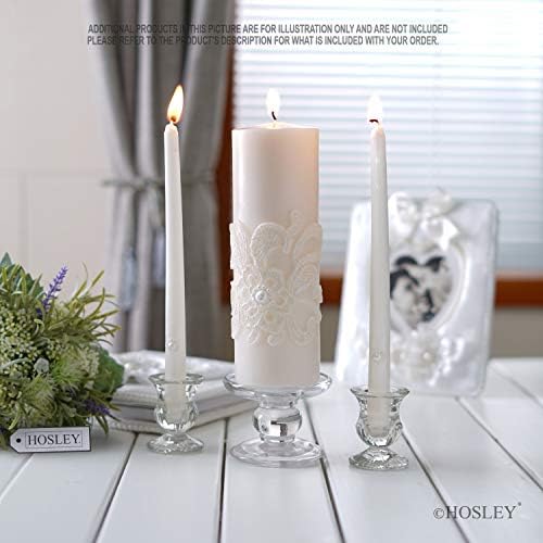 Hosley Wedding Unity Candles Set with 1 Pillar 2 Taper Candles Bundle