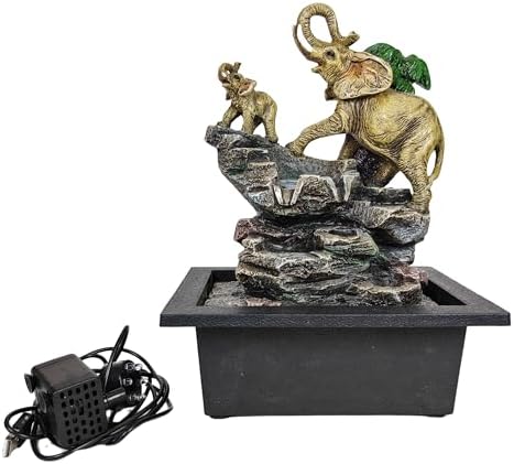 Decorative Elephant Cascade Tabletop Fountain with LED Light 3-Tier Design