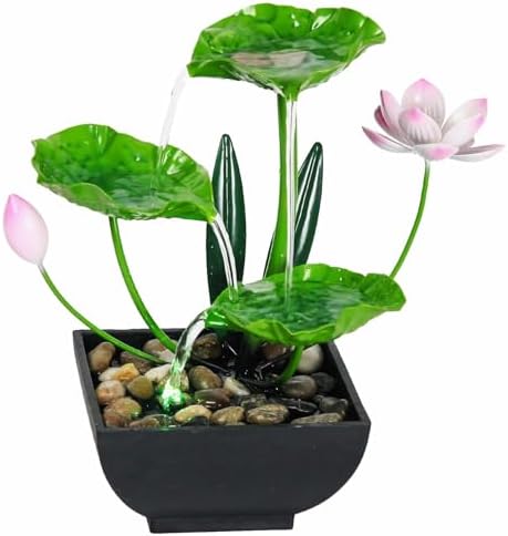 YOQUATE 3-Tier Tabletop Water Fountain with Lotus Design