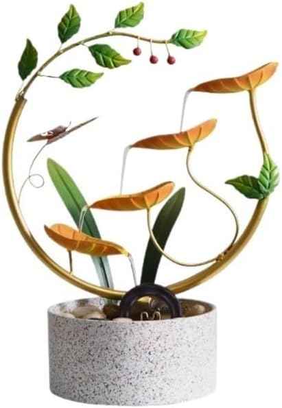 Yellow Desktop Fountain with Feng Shui Water Wheel