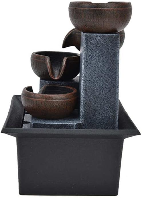 RSLEE Tabletop Water Fountain with LED Yellow Light for Home Office Decor