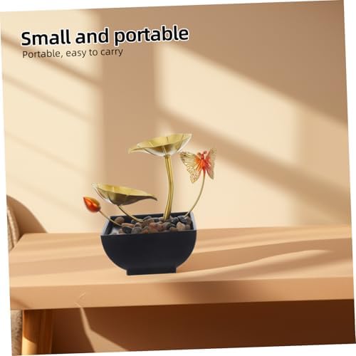 Levemolo Tabletop Fountain Indoor Lotus Waterfall Decor for Office Home and Party