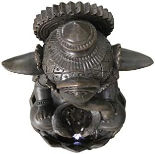 Hi-Line Gift Lord Ganesh Sculptural Tabletop Fountain with Cool White LED Lights Brown