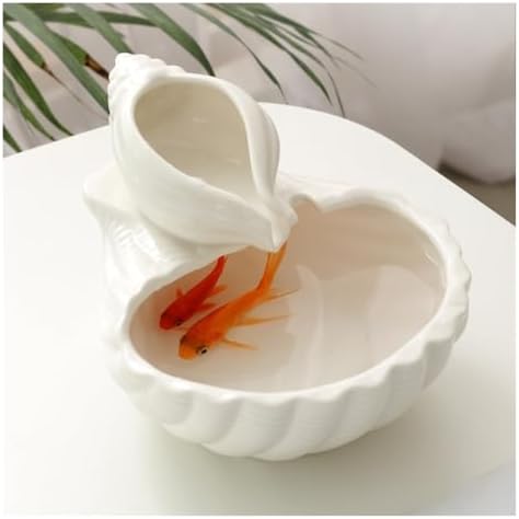 Pink Ceramic Tabletop Fountain with Conch Design