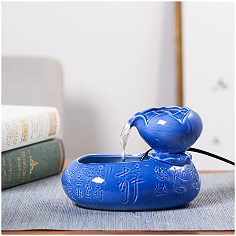 Mini Ceramic Tabletop Fountain with Zen Design Blue