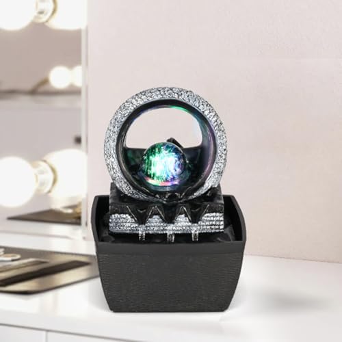 Hebafri Tabletop Water Fountain with LED Light