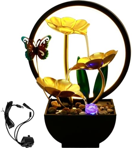 Butterfly Tabletop Water Fountain with USB Power and LED Light