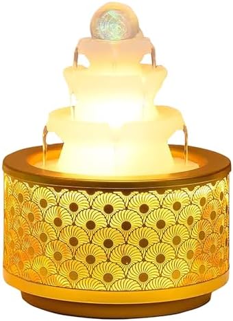 Yellow X-Large Zen Desk Water Fountain with LED Crystal Ball