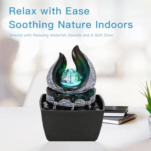 Hebafri Tabletop Water Fountain with LED Rolling Ball
