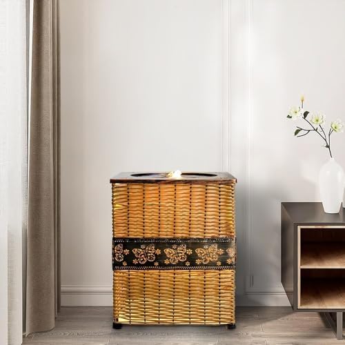 Indoor Rattan Water Fountain with LED Light Yellow