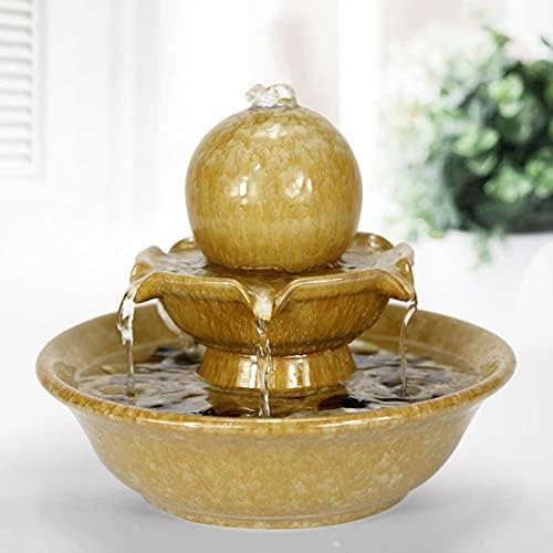 Yellow Tabletop Fountain Indoor Water Feature for Home and Office