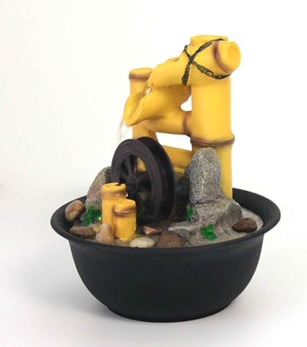 Tabletop Waterfall Fountain with LED Light for Home Office Decor