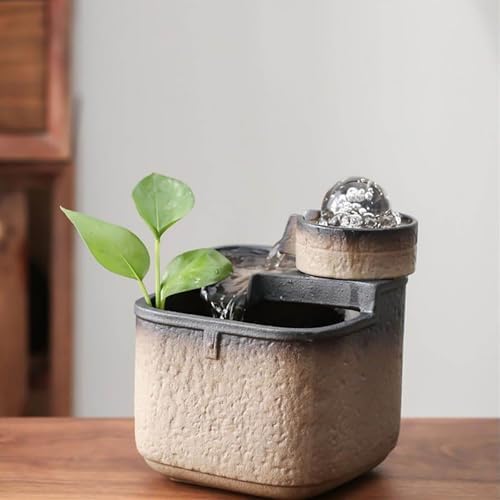 Yellow Ceramic Tabletop Water Fountain Minimalist Home Decor