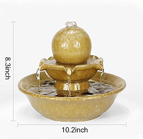 Yellow Tabletop Fountain Indoor Water Feature for Home and Office