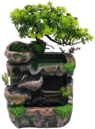 Indoor Tabletop Fountain with LED Lights for Home Office Decor