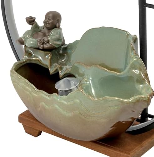 Tabletop Water Fountain with LED Light and Mist for Feng Shui and Relaxation