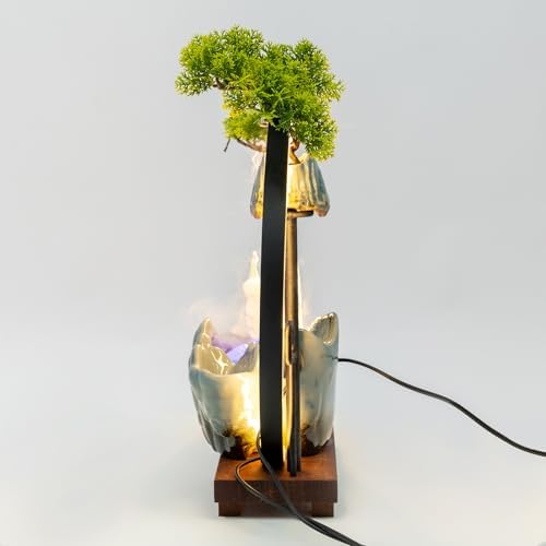 WUSILILU Tabletop Water Fountain with LED Light Ring