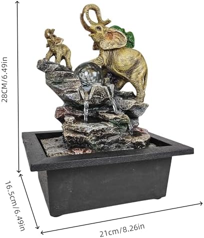 Decorative Elephant Cascade Tabletop Fountain with LED Light 3-Tier Design