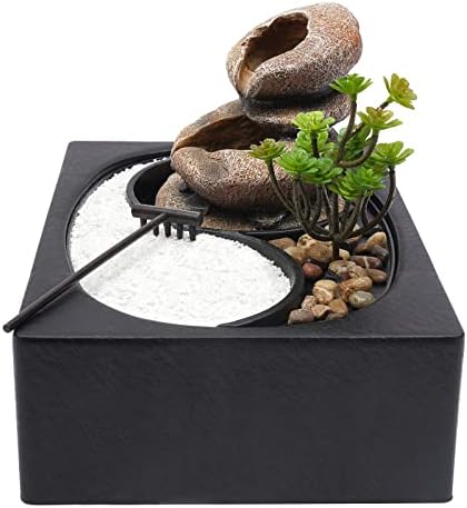 Elegant 11in Tabletop Water Fountain with LED Light and Pump