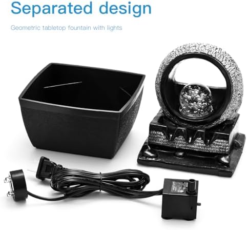 Hebafri Tabletop Water Fountain with LED Light