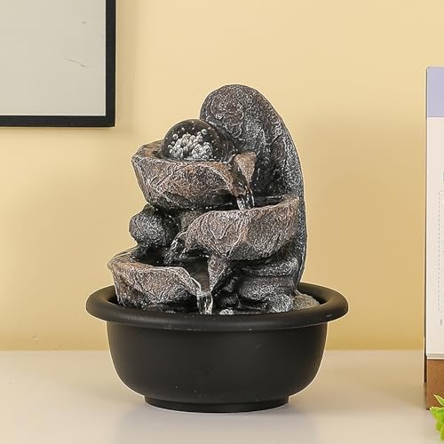 Zen Tabletop Water Fountain with Crystal Ball for Home and Meditation