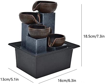 RSLEE Tabletop Water Fountain with LED Yellow Light for Home Office Decor