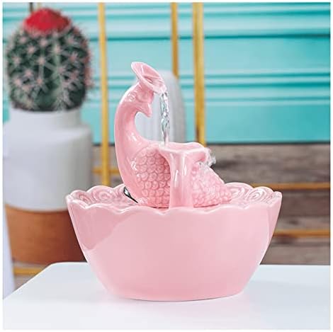 Peacock Tabletop Fountain Ceramic Indoor Fountain for Home Office Bedroom Decor