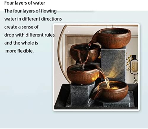 4 Level Tabletop Fountain with LED Lights and Stones