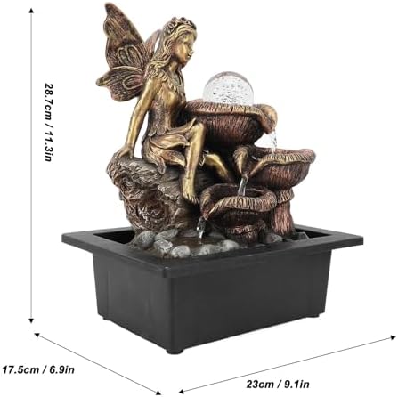 Naroote Tabletop Fountain with LED Light and USB Pump