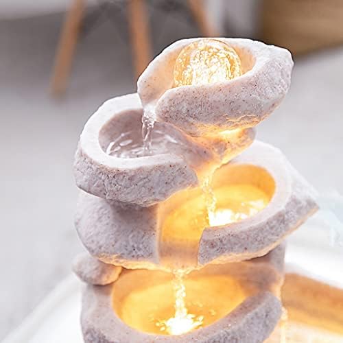 BIOMICE Tabletop Water Fountain with LED Lights and Crystal Ball for Home Office Bedroom Decor