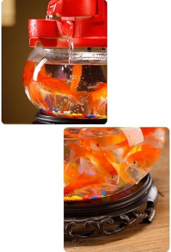 AOTPA Indoor Table Top Fountain Ceramic Decorative Glass Fish Tank Water Ornament