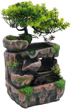 Indoor Tabletop Fountain with LED Light and Automatic Pump
