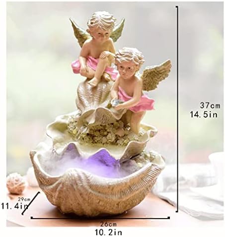 SHQ 2 Angel-Shaped Tabletop Fountains with Shell-Shaped Bases